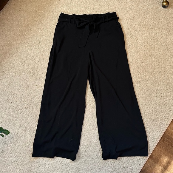 A New Day Black Flowy Wide Leg Bow tie Pants Work Size XL - Picture 2 of 5